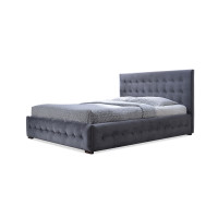 Baxton Studio CF8538-Queen-Grey Margaret Modern and Contemporary Grey Velvet Button-tufted Queen Platform Bed